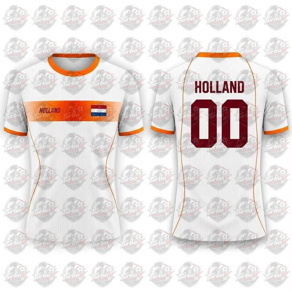 Netherlands Flag Print Football Jersey Family Style Adult Casual Outdoor Support Gift Breathable Short Sleeved Sports Jersey Top