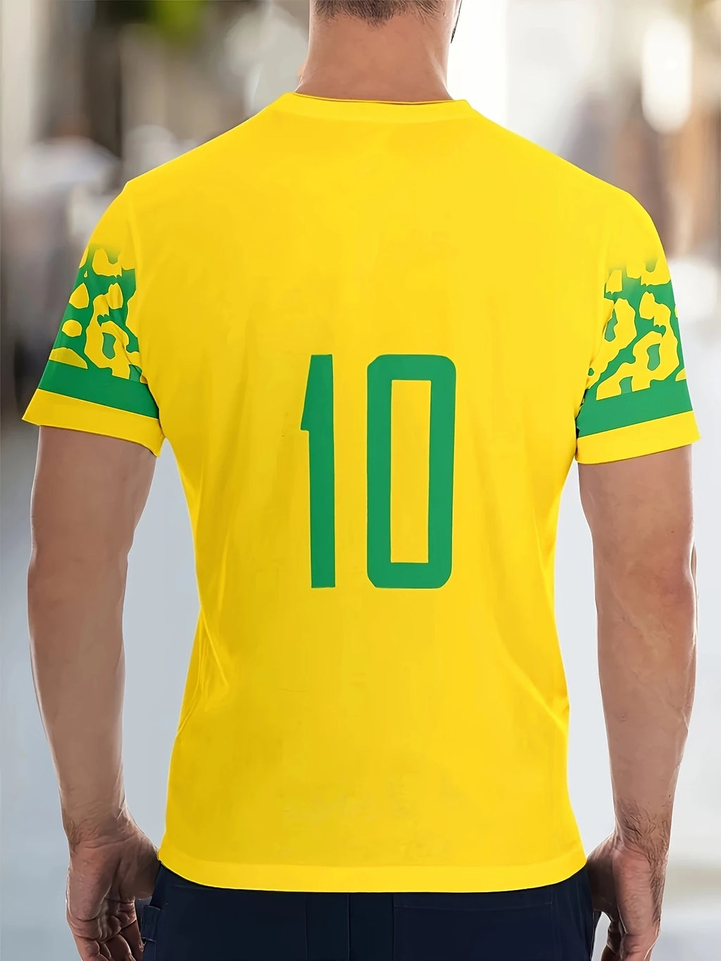 Kids Men's Brazil Soccer Jersey Style Short Sleeve T-Shirts Christ Statue Flag Number 10 Print Casual Football Fan Tops