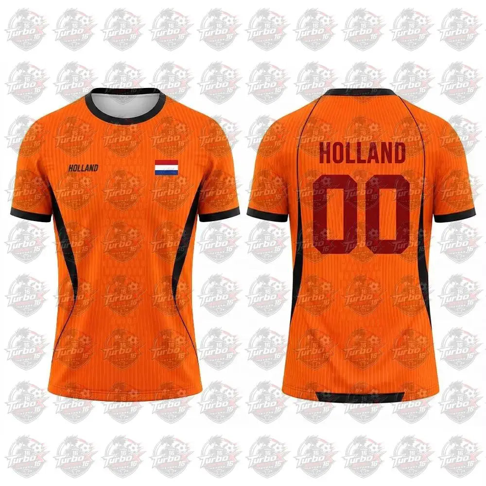 Netherlands Flag Print Football Jersey Family Style Adult Casual Outdoor Support Gift Breathable Short Sleeved Sports Jersey Top